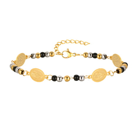 Pulsera de cuentas redondas de acero inoxidable