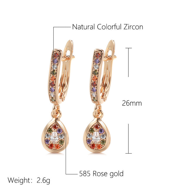 Colourful Zircon Rose Gold Stud Earrings