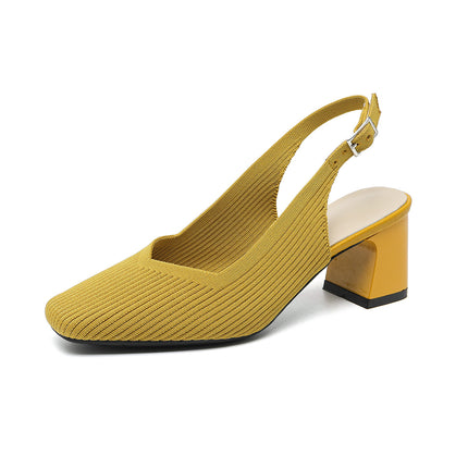 Breathable Square Toe Cap High Heel