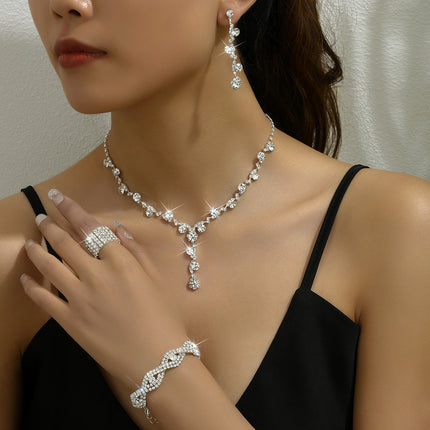 Crystal Necklace, Earrings, Bracelet & Ring Set