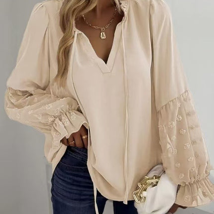 Jacquard Long-sleeved Shirt Patchwork Top