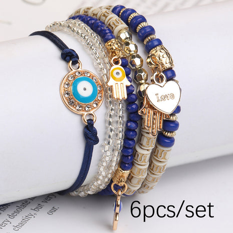 Set de 6 pulseras de cuerda trenzada