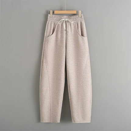 Fleece-lined Elastic Sickle High Waist Pants / Warme Pants