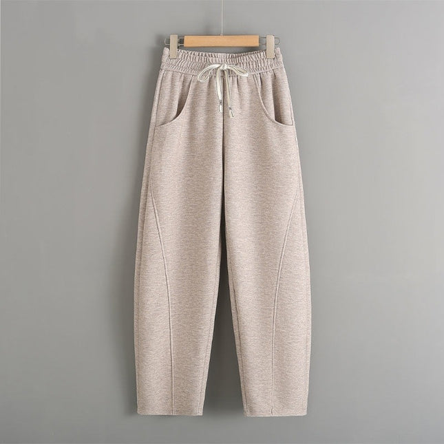 Fleece-lined Elastic Sickle High Waist Pants / Warme Pants