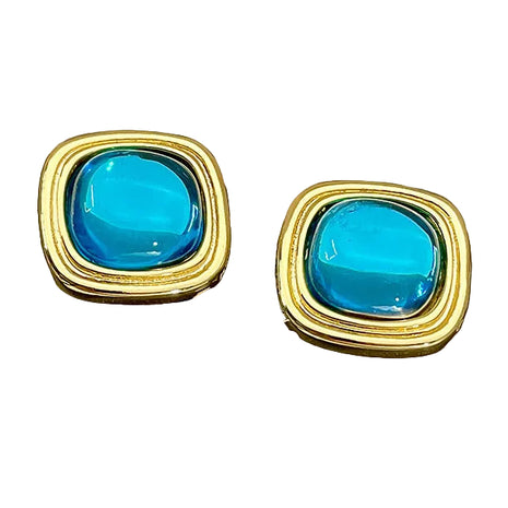 Square Light Blue Crystal Earrings