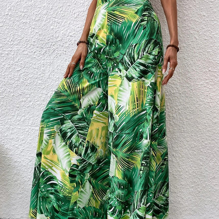 Fashionable Chiffon Floral Wide-leg Pants