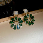 Green Earring Silver Needle