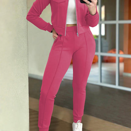 Casual Long Sleeve Coat and Pants Two-piece Set