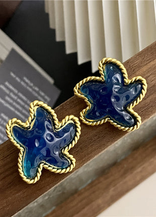 Wavy Star Blue Crystal Earrings