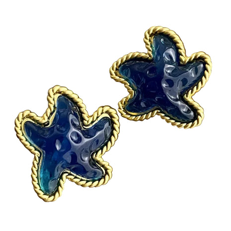 Wavy Star Blue Crystal Earrings