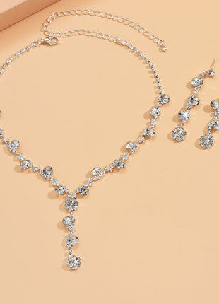 Artificial Crystal Necklace & Earrings Set