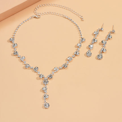 Artificial Crystal Necklace & Earrings Set