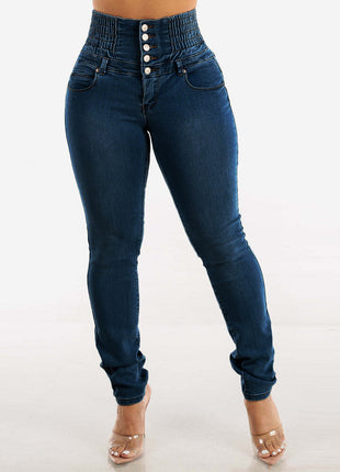 Stretch Slimming Button Jeans
