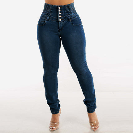 Stretch Slimming Button Jeans