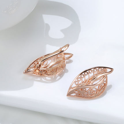 Ins Cool Style Simple Hollow Carved Leaves Earrings