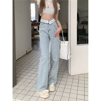 High Waist Wide Leg Flanging Waist Jeans
