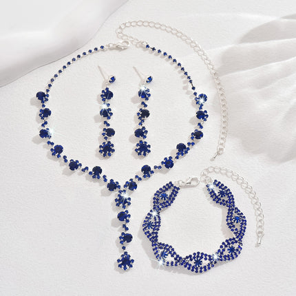 Artificial Crystal Necklace, Earrings & Bracelet Set