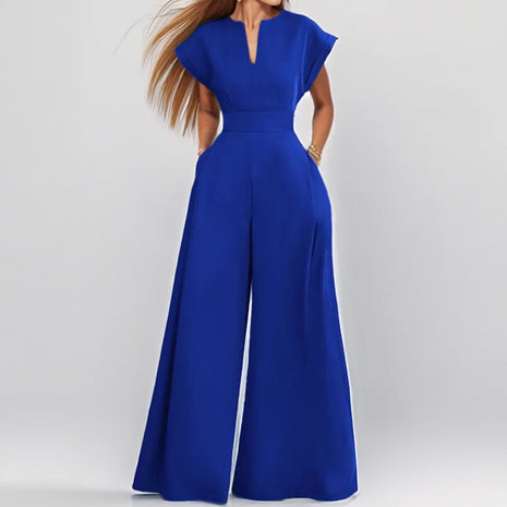 Elegant V-neck Sleeveless Wide-leg Jumpsuit