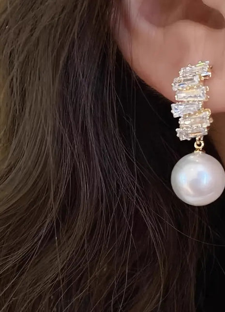 Zircon Pearl Earrings