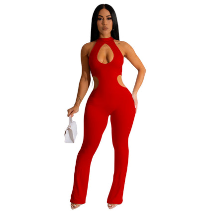 Halter Hollow-out Tight Jumpsuit