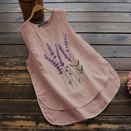 Korean Embroidered Sleeveless Crew Neck Top