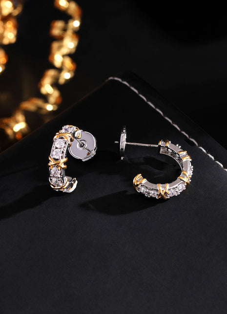 A925 Silver White Electroplated Noble Cold Luxury Earrings