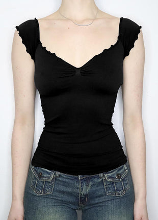 Lace Chest-shaped Waist-tight Exposed Back Short-sleeved Slimming Top