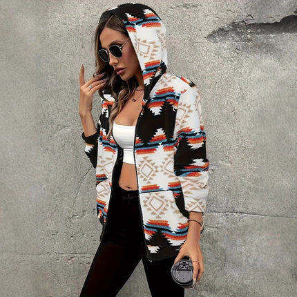 Rhombus Short Berber Fleece Hooded Coat