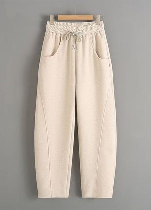 Fleece-lined Elastic Sickle High Waist Pants / Warme Pants