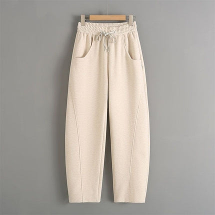 Fleece-lined Elastic Sickle High Waist Pants / Warme Pants