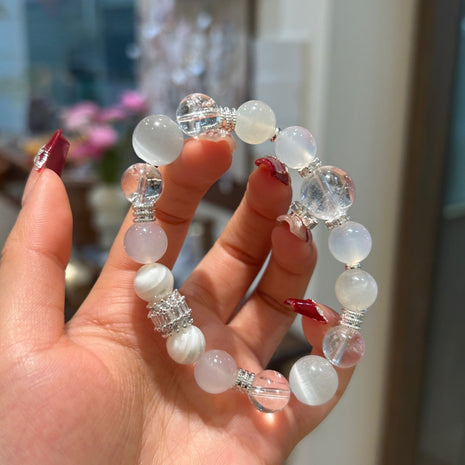 Pulsera de los Cinco Elementos de Cristal de Ágata Blanca