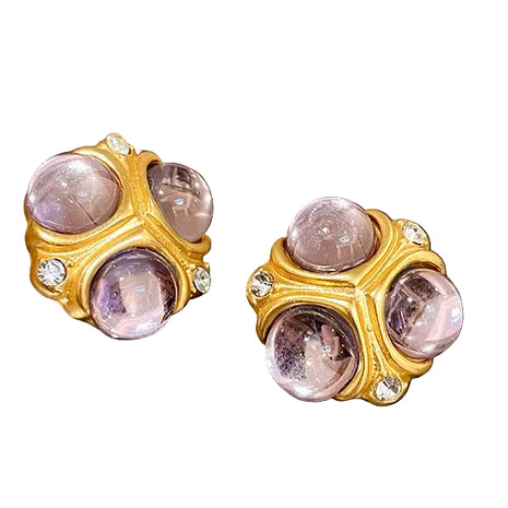 3D Pink Crystal Earrings