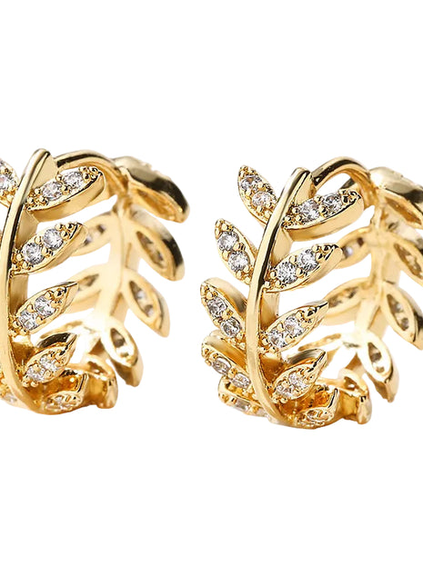 Korea Design Micro Inlaid Zircon Leaf-shaped Earrings