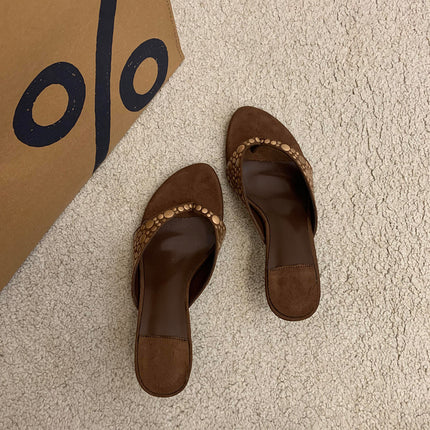 Retro Rivet Suede Stiletto High Heels