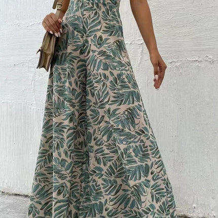Fashionable Chiffon Floral Wide-leg Pants