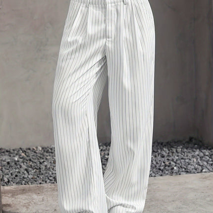 Stripe High Waist Straight Leg Trousers