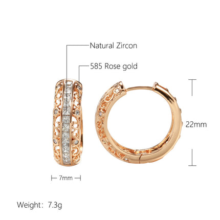 Natural Zircon Rose Gold Micro Rhinestone Earrings