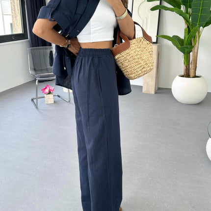 Casual Drawstring Top Trousers and Pants Two-piece Suit