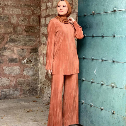 Ethnic Style Loose Casual Pleated Suit Set