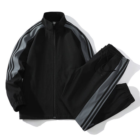 Casual Stand Collar Top And Trousers Two-piece Set