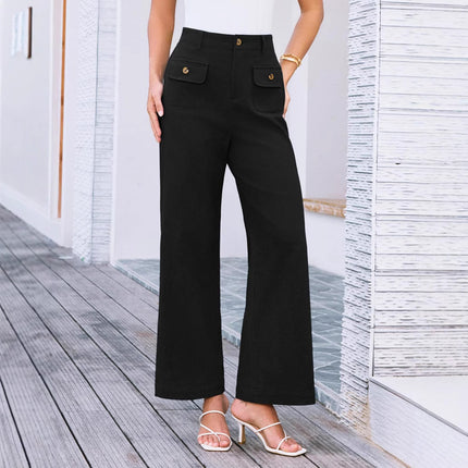 Business Casual Loose-fitting Trousers With Pockets