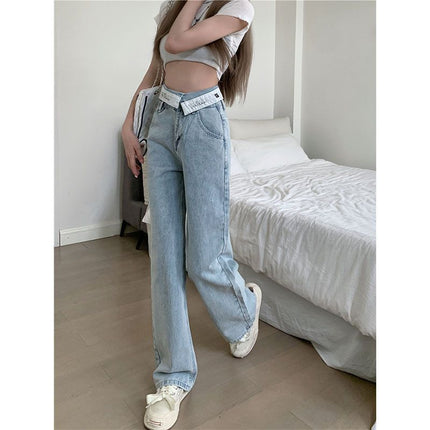 High Waist Wide Leg Flanging Waist Jeans