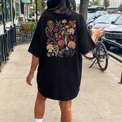 Floral Neck Tee Short Sleeve Dress