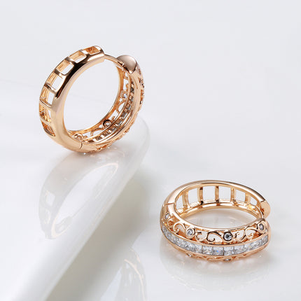 Natural Zircon Rose Gold Micro Rhinestone Earrings