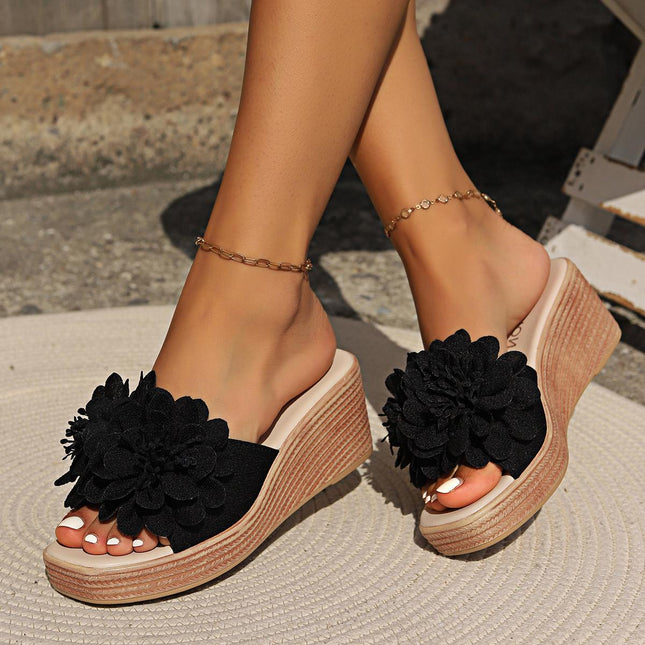 Flower Design Wedge Mule