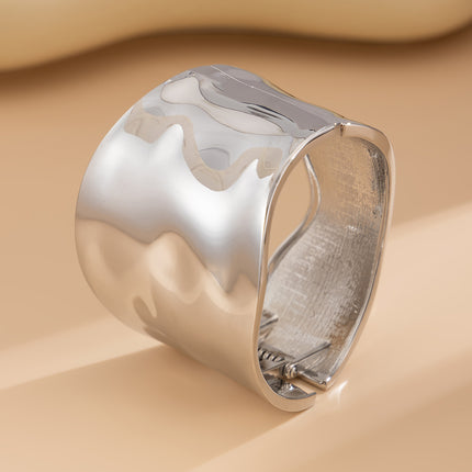Irregular Metal Wide Curved Glossy Bangle