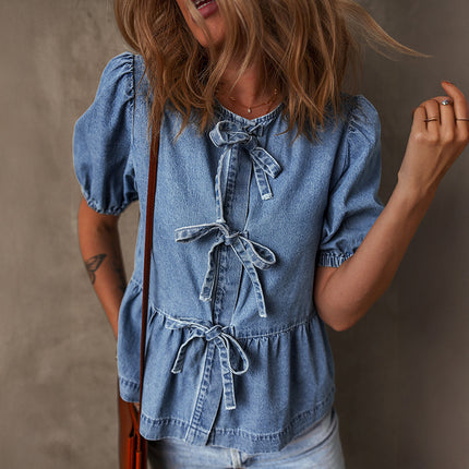 Bow Bandage Jeans Shirt