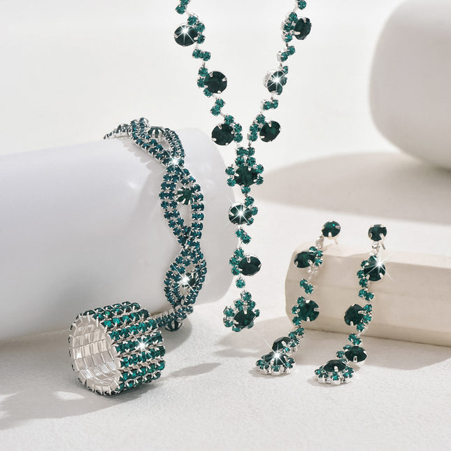 Crystal Necklace, Earrings, Bracelet & Ring Set