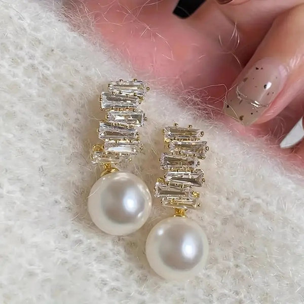 Zircon Pearl Vintage Earrings