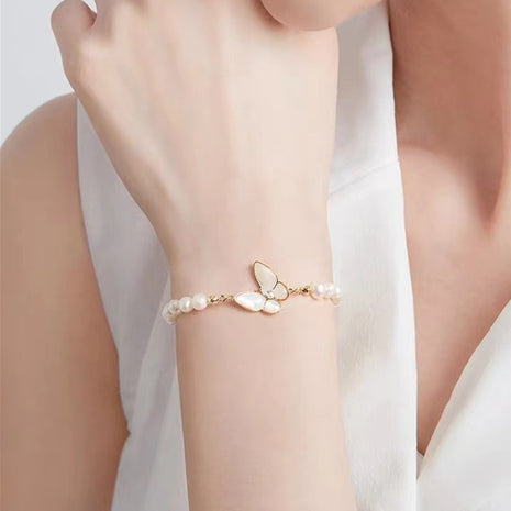 Pulsera Mariposa de Perlas de Agua Dulce